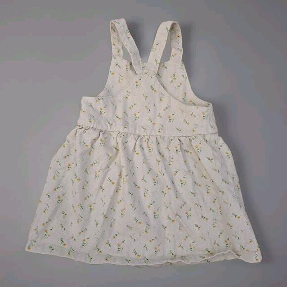 Zara Girls Light Yellow Floral Overall Twill Dress 2-3years - Picture 2 of 8